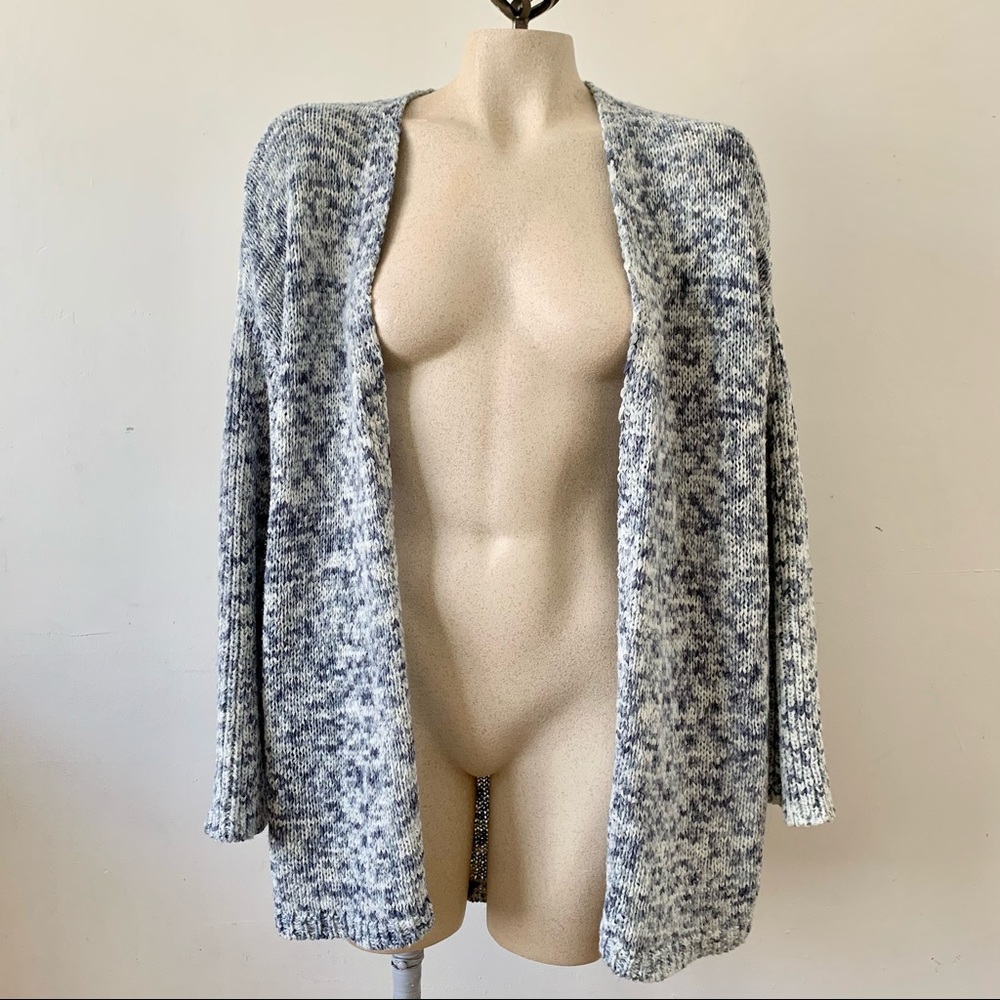 Ann Taylor Blue Speckled Knit Open Cardigan M